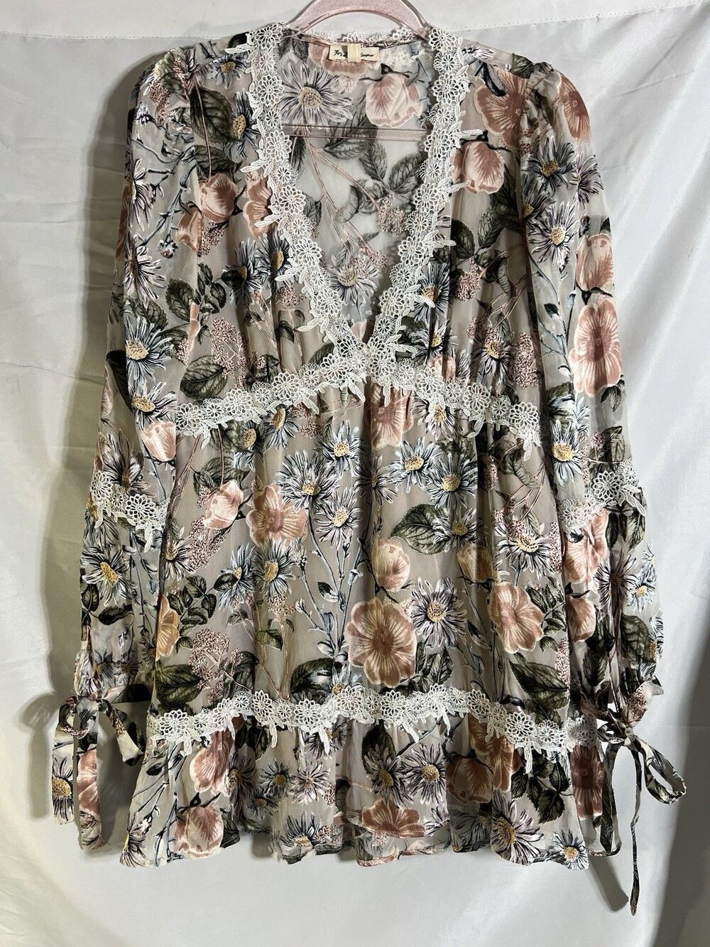 For Love and Lemons Luciana Floral Swing Dress Silk Blend Lace S